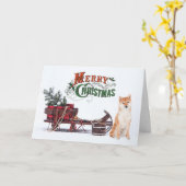 Rustieke Shiba Inu Kerstmis Kaart (Gele Bloem)