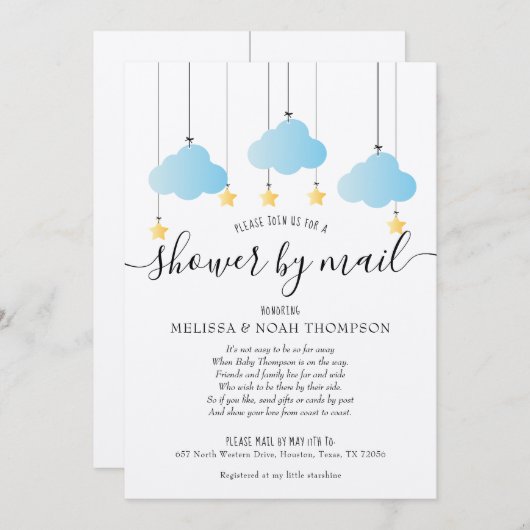 Rustieke Shower Per Post Op Lange Afstand Strooi Kaart (Voorkant / Achterkant)