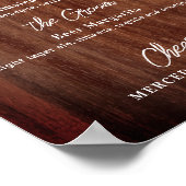 Rustieke Signature Dranken Gepersonaliseerde Trouw Poster (Hoek)