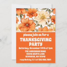  rustieke Sinaasappel Autumn Flowers Thanksgiving Kaart