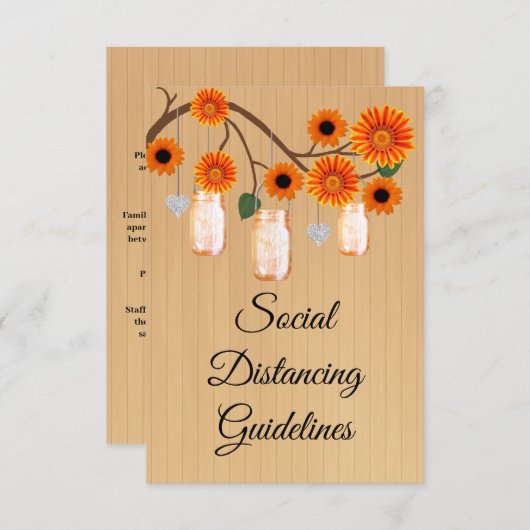 Rustieke Sinaasappel Bloemen Mason Jar Veiligheids Informatiekaartje (Voorkant / Achterkant)