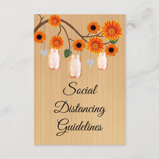 Rustieke Sinaasappel Bloemen Mason Jar Veiligheids Informatiekaartje (Voorkant)