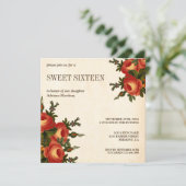 rustieke Sinaasappel Bloemen Sweet Sixteen Kaart (Staand voorkant)