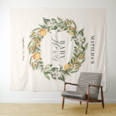 Rustieke sinaasappel citrus botanische babyshowerf wandkleed (In Situ (horizontaal))