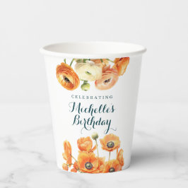 Rustieke Sinaasappels Tuin Bloemen Verjaardagsfees Papieren Bekers