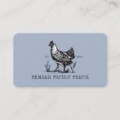 Rustieke Sketch Boerderij Hen Blauw Grijs Visitekaartje (Voorkant)