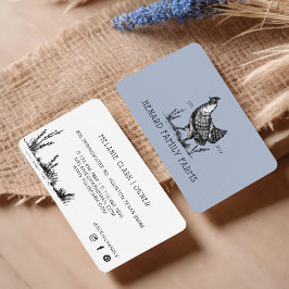 Rustieke  Sketch Boerderij Hen Blauw Grijs Visitekaartje