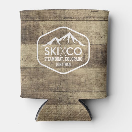 Rustieke Ski Mountain Stoomboot CO Hout Bier Blikjeskoeler (Voorkant)