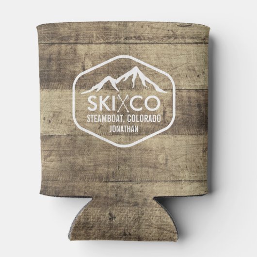 Rustieke Ski Mountain Stoomboot CO Hout Bier Blikjeskoeler (Achterkant)