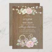 Rustieke  sleutel en slotbruiloft kaart (Voorkant / Achterkant)