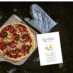 Rustieke Slice Pizza & Beers & Pacifier Baby showe Kaart