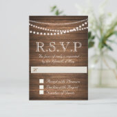 Rustieke slinger van lampjes RSVP kaart (Staand voorkant)