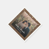 Rustieke slinger van lichten foto bruiloft servet (Hoek)