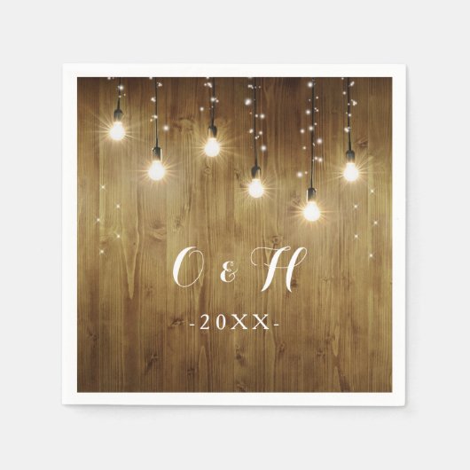 Rustieke slinger van lichtjes landelijke trouw ser servet (Voorkant)