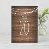 Rustieke slinger van lichtjes tafel nummers kaart (Staand voorkant)