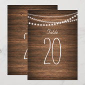 Rustieke slinger van lichtjes tafel nummers kaart (Voorkant / Achterkant)