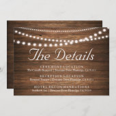 Rustieke slinger verlichtings bruiloft details kaa kaart (Voorkant / Achterkant)