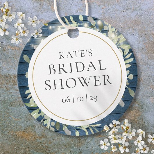 Rustieke Slingerlampjes Groene Bruids-Shower Bedankjes Labels