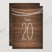 Rustieke Slingerlampjes Tafel Nummers Kaart (Voorkant / Achterkant)