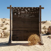 Rustieke slingerlampjes Trouwfeest Fotocabine Acht Wandkleed