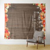 Rustieke slingerlichte Poppy Bruiloft Foto booth Wandkleed (In Situ (horizontaal))