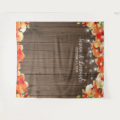 Rustieke slingerlichte Poppy Bruiloft Foto booth Wandkleed (Voorkant (horizontaal))