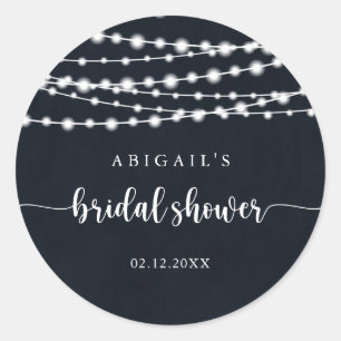 Rustieke slingerlichten bruidsdouche favor  ronde sticker