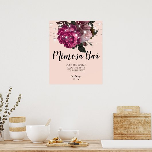 Rustieke slingerlichten bruidsfeest mimosa bar P Poster (Keuken)