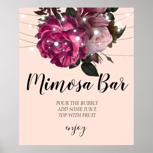 Rustieke slingerlichten bruidsfeest mimosa bar P Poster (Voorkant)