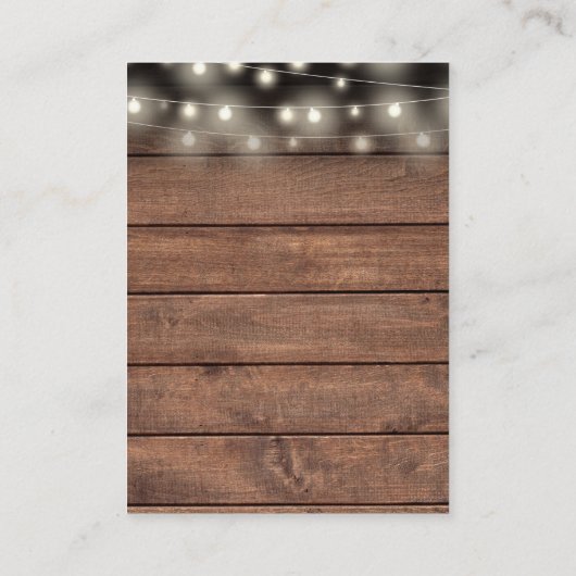 Rustieke slingerlichten bruiloft dank je wel plaat plaatskaartje (Achterkant)