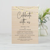Rustieke Slingerlichten Bruiloftsreceptie Elegant Kaart (Staand voorkant)
