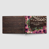Rustieke Slingerlichten Burgundy Bloem Bruiloft Gastenboek (Volledig)