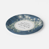 Rustieke Slingerlichten Groene Bruidsdouche Papieren Bordje (Gekanteld)