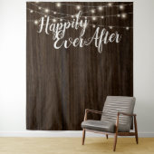 Rustieke slingerlichten houten trouw achtergrond wandkleed (In situ)