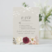 Rustieke Slingerlichten Huwelijk RSVP Kaart (Staand voorkant)