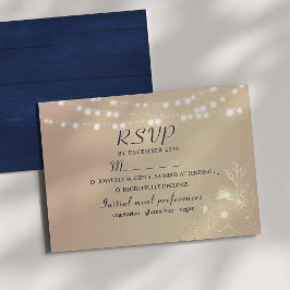 Rustieke slingerlichten Huwelijk RSVP kaart