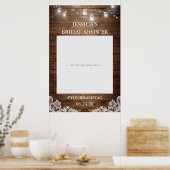 Rustieke slingerlichten kant bruiloftsshower foto poster (Keuken)