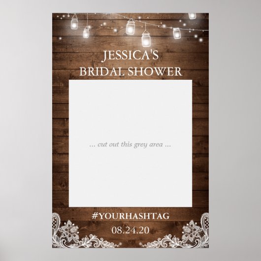 Rustieke slingerlichten kant bruiloftsshower foto poster (Voorkant)