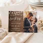 Rustieke slingerlichten save the date magnetische 