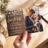 Rustieke slingerlichten save the date magnetische 
