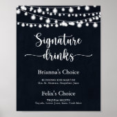 Rustieke slingerlichten Signature-drinks bord Poster (Voorkant)