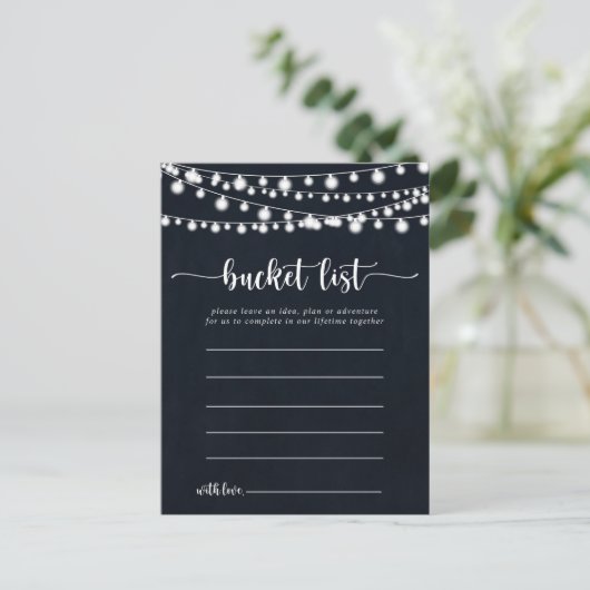 Rustieke slingerlichten Simpele Bucket List Kaarte Briefkaart (Staand voorkant)