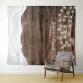 Rustieke slingerlichten Sneeuw Winter Bruiloft Ach Wandkleed (In Situ (horizontaal))