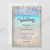 Rustieke Slingerlichten Strand Bestemming Huwelijk Kaart (Voorkant)