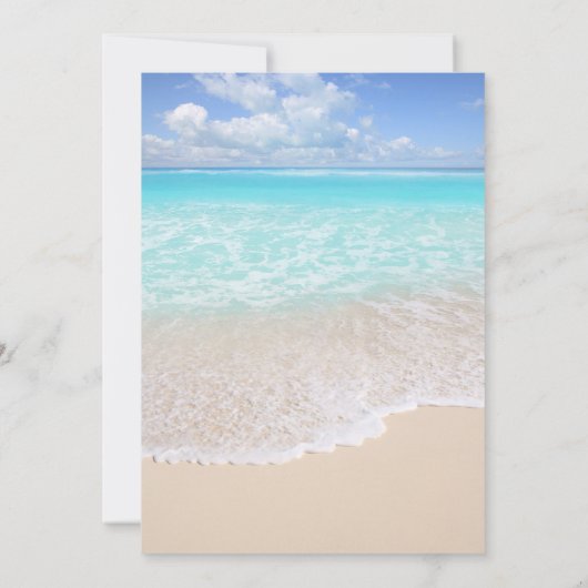 Rustieke Slingerlichten Strand Bestemming Huwelijk Kaart (Achterkant)