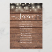 Rustieke Slingerlichten Tafel Nummer Zitplaatskaar Kaart (Achterkant)