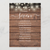 Rustieke Slingerlichten Tafel Nummer Zitplaatskaar Kaart (Voorkant)