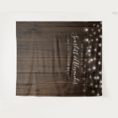 Rustieke slingerlichten Trouwachtergrond Wandkleed (Voorkant (horizontaal))