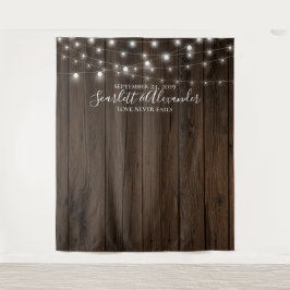 Rustieke slingerlichten trouwfoto booth achtergron wandkleed