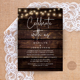 Rustieke Slingerlichten Trouwreceptie Elegant Kaart